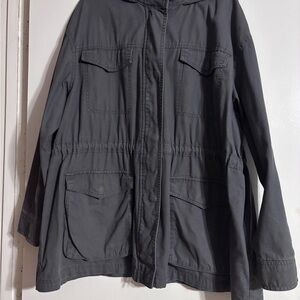 Ava Viv Charcoal Utility Jacket with Front Pockets